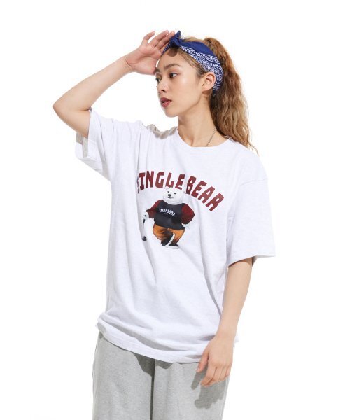 CREAM SODA LAB(クリームソーダラボ)の「LAB ポラシングルベア半袖Tシャツライトグレー バーガンディ(Tシャツ/カットソー・メンズ・その他・LARGE/MEDIUM/X-LARGE/XX-LARGE)」の6枚目の写真