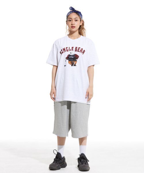 CREAM SODA LAB(クリームソーダラボ)の「LAB ポラシングルベア半袖Tシャツライトグレー バーガンディ(Tシャツ/カットソー・メンズ・その他・LARGE/MEDIUM/X-LARGE/XX-LARGE)」の7枚目の写真