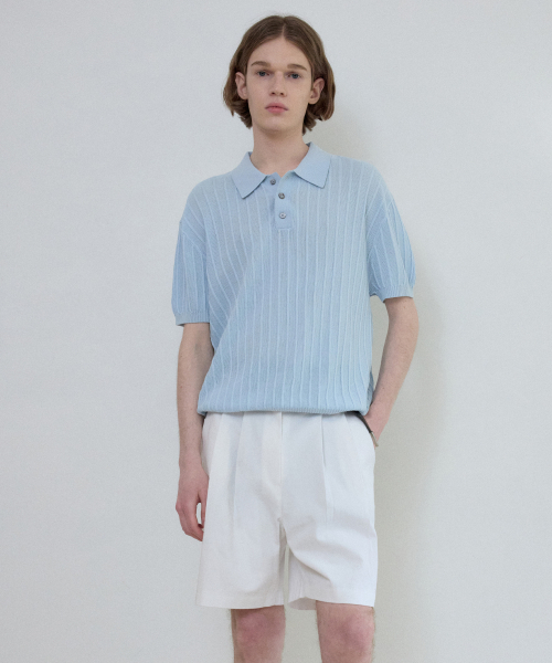 WEDNESDAY OASIS（ウェンズデーオアシス）の「クールウォッシャブルカラー ハーフシンボルニット_LIGHT BLUE(WC25-KN21)（ニット/セーター・メンズ・スカイブルー・MEDIUM/LARGE）」の2枚目の写真