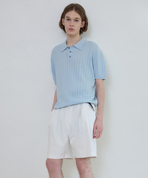 WEDNESDAY OASIS（ウェンズデーオアシス）の「クールウォッシャブルカラー ハーフシンボルニット_LIGHT BLUE(WC25-KN21)（ニット/セーター・メンズ・スカイブルー・MEDIUM/LARGE）」の3枚目の写真
