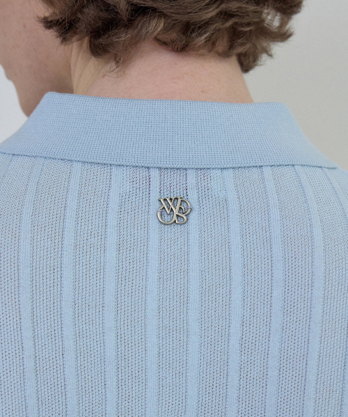 WEDNESDAY OASIS（ウェンズデーオアシス）の「クールウォッシャブルカラー ハーフシンボルニット_LIGHT BLUE(WC25-KN21)（ニット/セーター・メンズ・スカイブルー・MEDIUM/LARGE）」の4枚目の写真