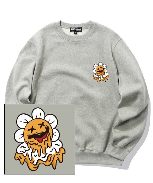 TRIPSHION(トリップション)の「メルティングデイジーロゴ クルーネック - グレー(スウェット・メンズ・その他・LARGE/MEDIUM/X-LARGE)」の1枚目の写真