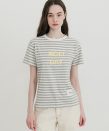 (W)ホリデーストライプTシャツメランジグレー