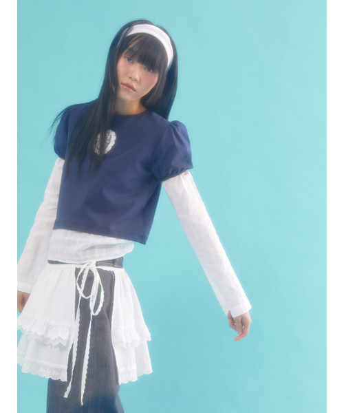 NEFNEF(ネフネフ)の「レイヤードパフトップ_ネイビー(Tシャツ/カットソー・レディース・その他・FREE)」の3枚目の写真