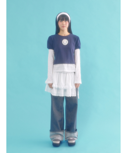 NEFNEF(ネフネフ)の「レイヤードパフトップ_ネイビー(Tシャツ/カットソー・レディース・その他・FREE)」の6枚目の写真