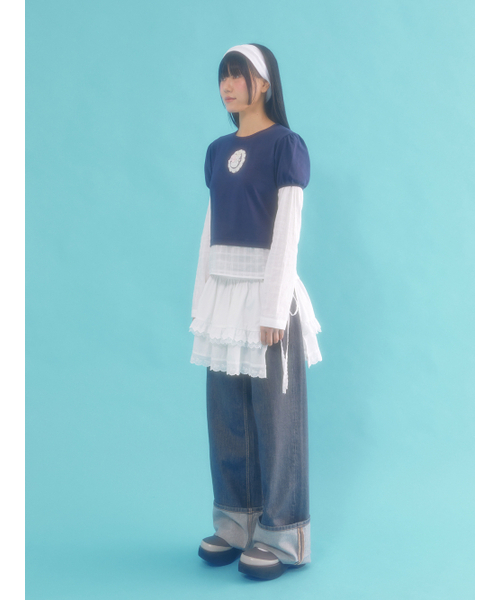 NEFNEF(ネフネフ)の「レイヤードパフトップ_ネイビー(Tシャツ/カットソー・レディース・その他・FREE)」の7枚目の写真