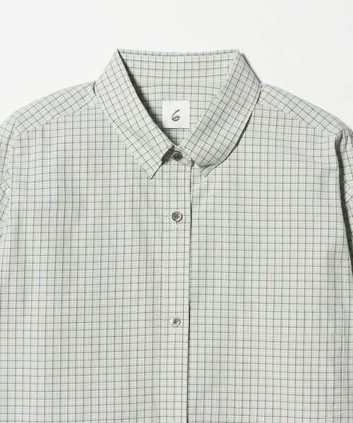 6（ロク）の「＜6(ROKU)＞スナップ カラー チェック シャツ（シャツ/ブラウス・レディース・ケリーグリーン/ベージュ・FREE）」の4枚目の写真