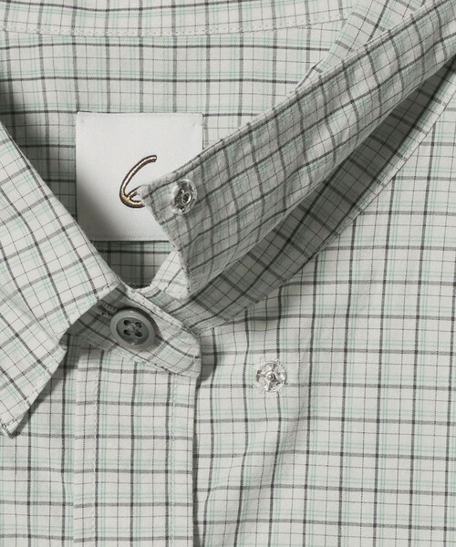 6（ロク）の「＜6(ROKU)＞スナップ カラー チェック シャツ（シャツ/ブラウス・レディース・ケリーグリーン/ベージュ・FREE）」の7枚目の写真