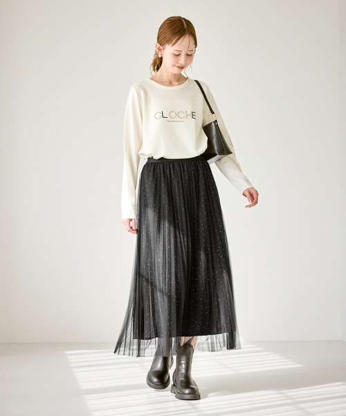 ROPE' PICNIC（ロペピクニック）の「キラキラチュールプリーツスカート/着丈が選べる（スカート・レディース・ブラック・TM/M）」の3枚目の写真