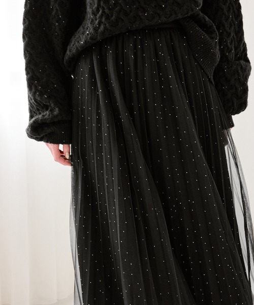 ROPE' PICNIC（ロペピクニック）の「キラキラチュールプリーツスカート/着丈が選べる（スカート・レディース・ブラック・TM/M）」の14枚目の写真