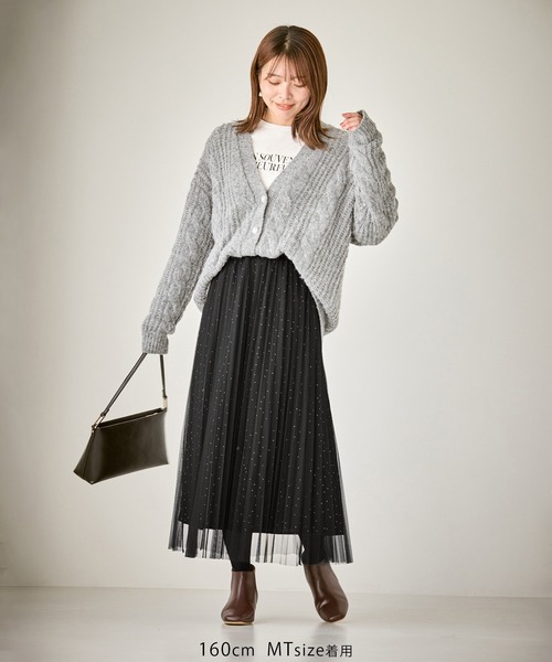 ROPE' PICNIC（ロペピクニック）の「キラキラチュールプリーツスカート/着丈が選べる（スカート・レディース・ブラック・TM/M）」の16枚目の写真