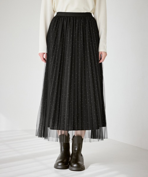 ROPE' PICNIC（ロペピクニック）の「キラキラチュールプリーツスカート/着丈が選べる（スカート・レディース・ブラック・TM/M）」の17枚目の写真