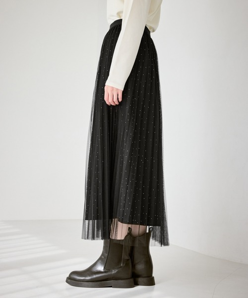 ROPE' PICNIC（ロペピクニック）の「キラキラチュールプリーツスカート/着丈が選べる（スカート・レディース・ブラック・TM/M）」の18枚目の写真