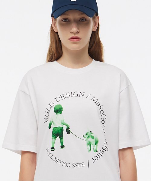 MATCHGLOBE（マッチグローブ）の「Dog Walker Printed Loose-fit Tee (White)（Tシャツ/カットソー・レディース・その他・FREE）」の4枚目の写真