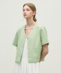 ADAUL（アダウル）の「ロイヤルハーフスリーブツイードジャケット - ミント（テーラードジャケット）」