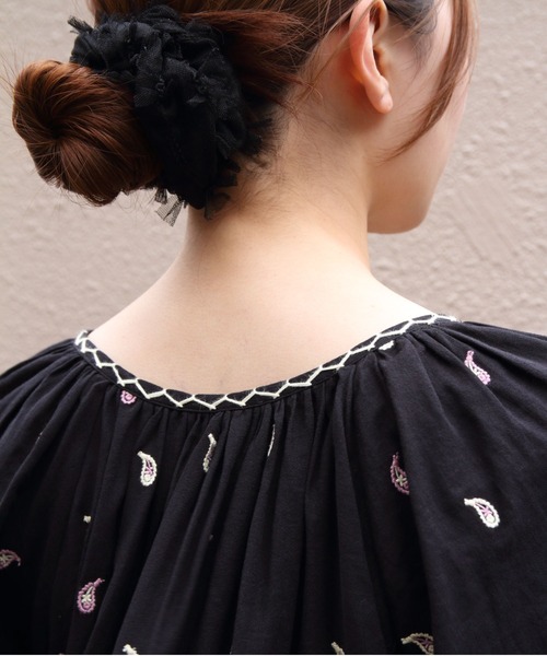 THE SHINZONE(ザ シンゾーン)の「THE SHINZONE/シンゾーン ペイズリー刺繍ドレス PAISLEY EMBROIDERED DRESS 26MMSOP02(ワンピース・レディース・ナチュラル/ブラック・FREE)」の4枚目の写真