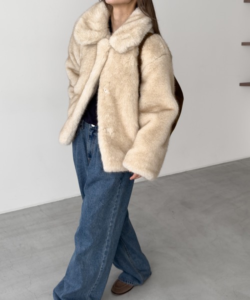 CANAL JEAN（キャナルジーン）の「diggity　フェイクファージャケット（その他アウター・レディース・ベージュ・ONE SIZE）」の2枚目の写真