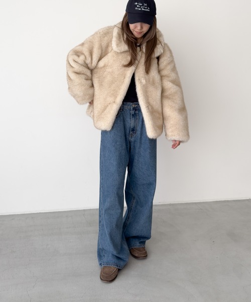 CANAL JEAN（キャナルジーン）の「diggity　フェイクファージャケット（その他アウター・レディース・ベージュ・ONE SIZE）」の4枚目の写真