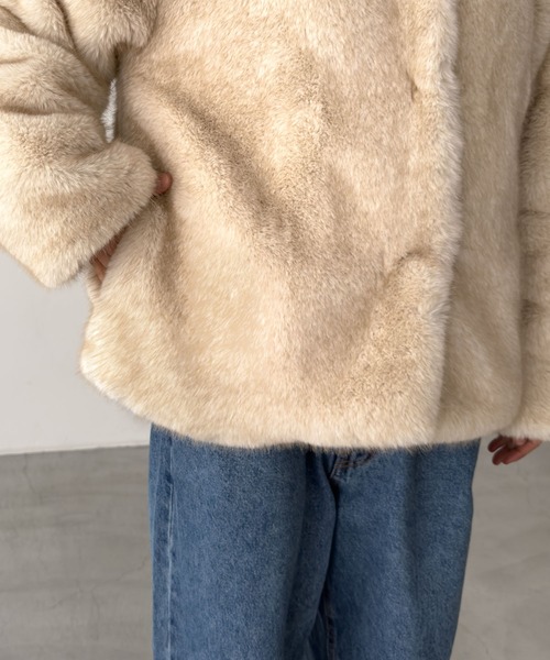 CANAL JEAN（キャナルジーン）の「diggity　フェイクファージャケット（その他アウター・レディース・ベージュ・ONE SIZE）」の9枚目の写真