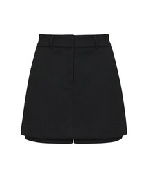TWILL LAYERED SKIRT PANTS_Black