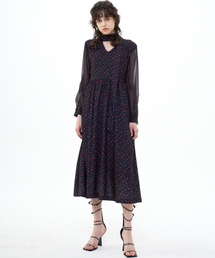 B QUIET（ビークワイエット）の「MAXI TIE NECK DRESS_BLACK RED（ワンピース）」