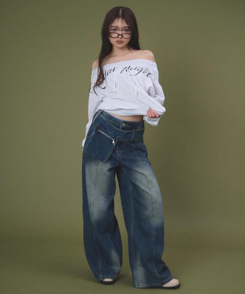 dispark（ディスパーク）の「DISPARK/オフショルロゴルーズトップ（スウェット・レディース・ブラック/杢グレー・FREE）」の3枚目の写真