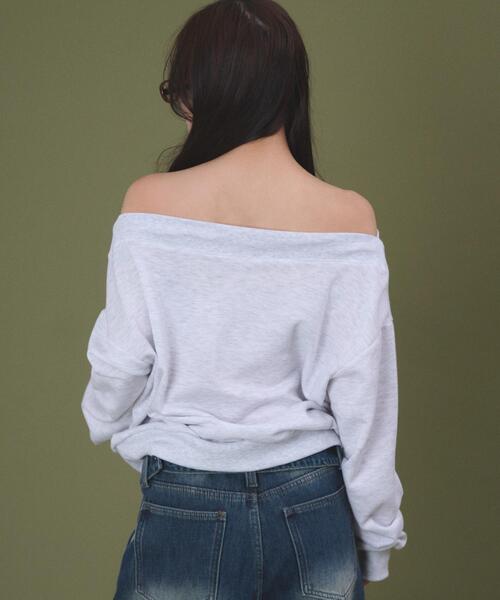 dispark（ディスパーク）の「DISPARK/オフショルロゴルーズトップ（スウェット・レディース・ブラック/杢グレー・FREE）」の5枚目の写真