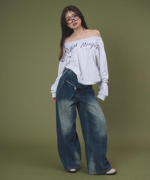 dispark（ディスパーク）の「DISPARK/オフショルロゴルーズトップ（スウェット・レディース・ブラック/杢グレー・FREE）」の7枚目の写真