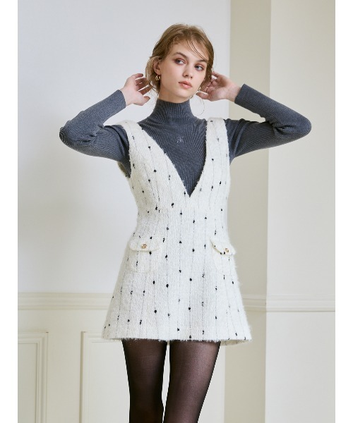 エイミーイストワール EIMY ISTOIRE チェックツイードベアワンピース （BEIGE） - ファッション通販 d fashion 新品エイミーイストワール　ツイードワンピース