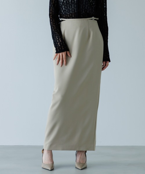 SENEE（セニー）の「side belt skirt（サイドベルトスカート）（スカート・レディース・ブラック/ベージュ・MEDIUM/SMALL）」の3枚目の写真