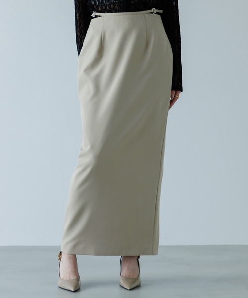 SENEE（セニー）の「side belt skirt（サイドベルトスカート）（スカート・レディース・ブラック/ベージュ・MEDIUM/SMALL）」の4枚目の写真