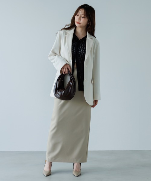 SENEE（セニー）の「side belt skirt（サイドベルトスカート）（スカート・レディース・ブラック/ベージュ・MEDIUM/SMALL）」の5枚目の写真
