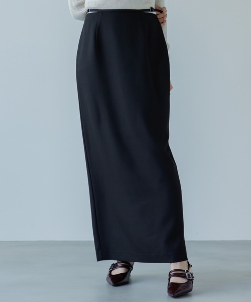 SENEE（セニー）の「side belt skirt（サイドベルトスカート）（スカート・レディース・ブラック/ベージュ・MEDIUM/SMALL）」の7枚目の写真