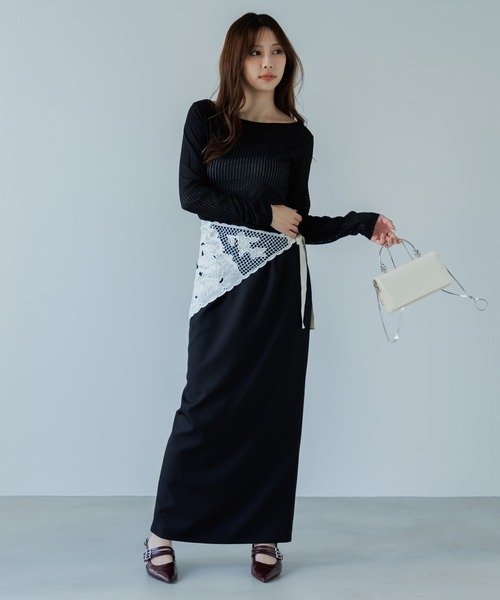 SENEE（セニー）の「side belt skirt（サイドベルトスカート）（スカート・レディース・ブラック/ベージュ・MEDIUM/SMALL）」の10枚目の写真