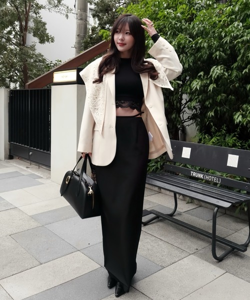 SENEE（セニー）の「side belt skirt（サイドベルトスカート）（スカート・レディース・ブラック/ベージュ・MEDIUM/SMALL）」の20枚目の写真