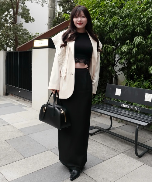 SENEE（セニー）の「side belt skirt（サイドベルトスカート）（スカート・レディース・ブラック/ベージュ・MEDIUM/SMALL）」の21枚目の写真