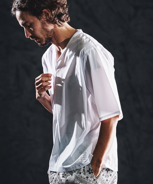 wjk reluxe(ダブルジェーケーリラックス)の「mt10162-cool touch key neck pullover キーネックプルオーバー(WR26S-07)(Tシャツ/カットソー・メンズ・グレイッシュベージュ/ネイビー/ホワイト・L/M/S)」の5枚目の写真