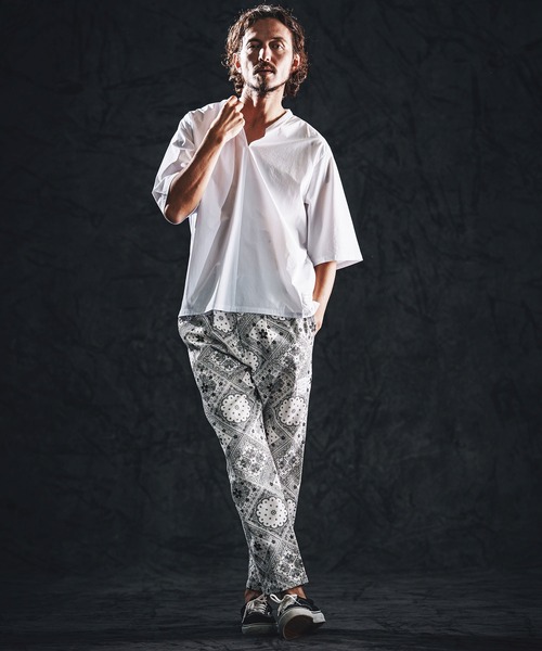 wjk reluxe(ダブルジェーケーリラックス)の「mt10162-cool touch key neck pullover キーネックプルオーバー(WR26S-07)(Tシャツ/カットソー・メンズ・グレイッシュベージュ/ネイビー/ホワイト・L/M/S)」の7枚目の写真