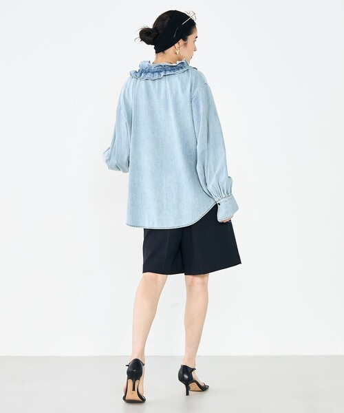 Rie Miller（リエミラー）の「【RM denim】フリルギャザーデニムブラウス（シャツ/ブラウス・レディース・ブルー系その他7/インディゴブルー・FREE）」の6枚目の写真