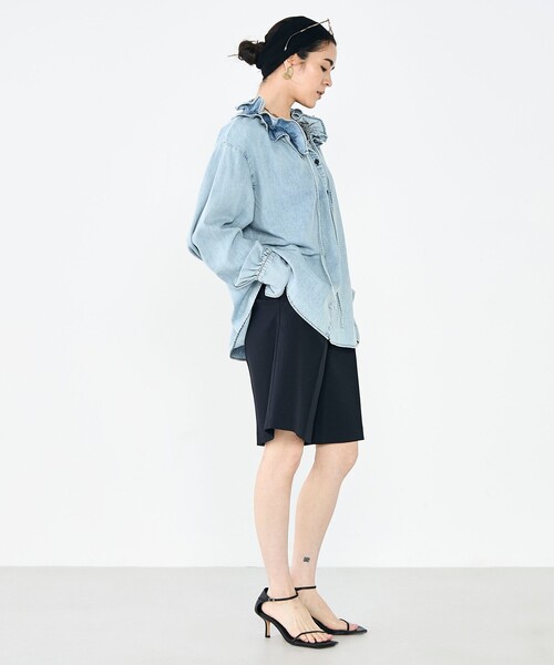 Rie Miller（リエミラー）の「【RM denim】フリルギャザーデニムブラウス（シャツ/ブラウス・レディース・ブルー系その他7/インディゴブルー・FREE）」の7枚目の写真