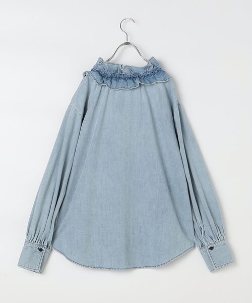 RM denim】フリルギャザーデニムブラウス（シャツ/ブラウス）｜Rie
