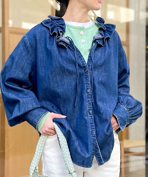 Rie Miller（リエミラー）の「【RM denim】フリルギャザーデニムブラウス（シャツ/ブラウス・レディース・ブルー系その他7/インディゴブルー・FREE）」の22枚目の写真