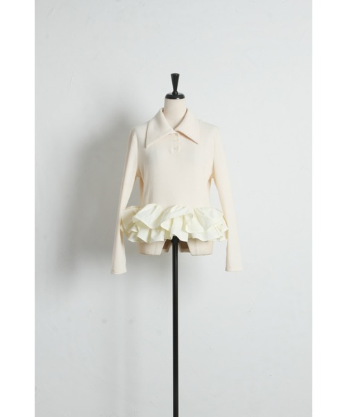 ARVELLIA(アルベリア)の「PEPLIUM CONTRAST KNIT(ニット/セーター・レディース・アイボリー/ブラック・M)」の15枚目の写真