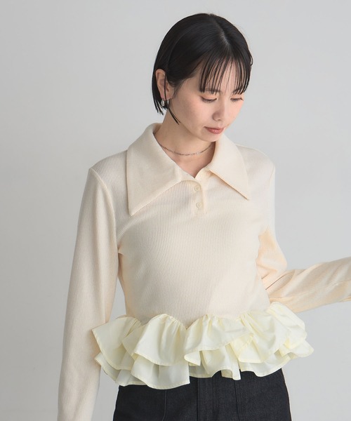 ARVELLIA(アルベリア)の「PEPLIUM CONTRAST KNIT(ニット/セーター・レディース・アイボリー/ブラック・M)」の6枚目の写真
