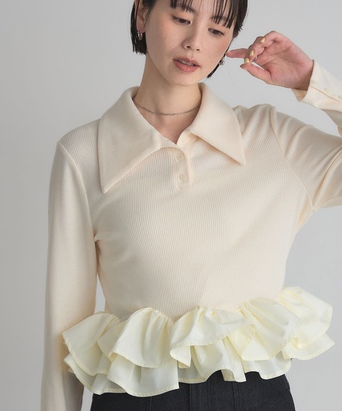 ARVELLIA(アルベリア)の「PEPLIUM CONTRAST KNIT(ニット/セーター・レディース・アイボリー/ブラック・M)」の7枚目の写真