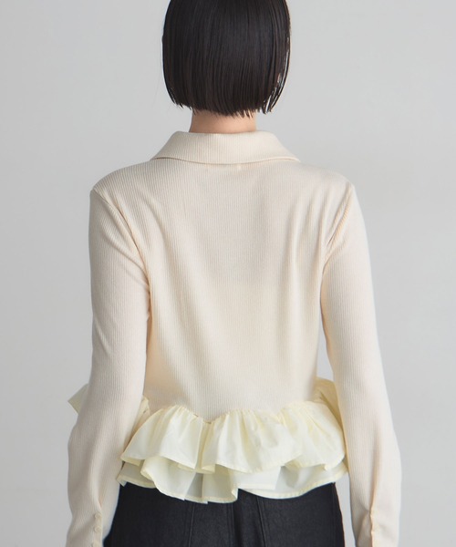 ARVELLIA(アルベリア)の「PEPLIUM CONTRAST KNIT(ニット/セーター・レディース・アイボリー/ブラック・M)」の8枚目の写真