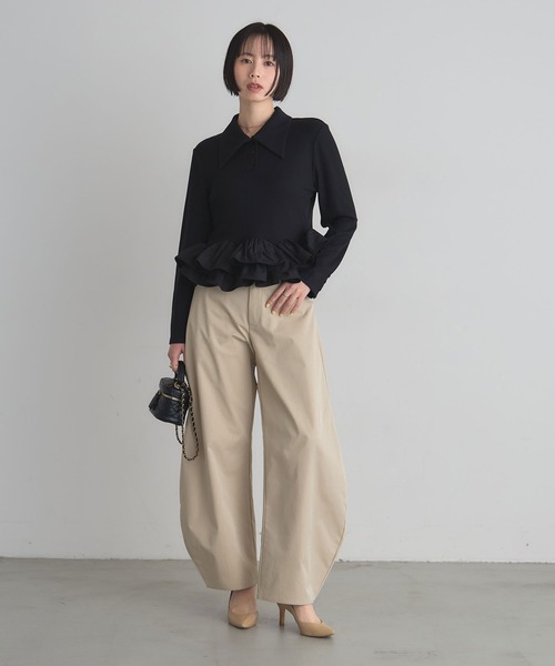 ARVELLIA(アルベリア)の「PEPLIUM CONTRAST KNIT(ニット/セーター・レディース・アイボリー/ブラック・M)」の9枚目の写真