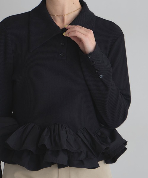 ARVELLIA(アルベリア)の「PEPLIUM CONTRAST KNIT(ニット/セーター・レディース・アイボリー/ブラック・M)」の11枚目の写真