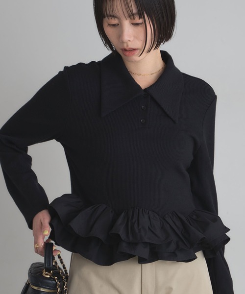 ARVELLIA(アルベリア)の「PEPLIUM CONTRAST KNIT(ニット/セーター・レディース・アイボリー/ブラック・M)」の12枚目の写真