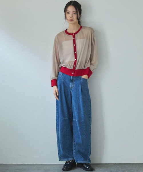 Doux archives（ドゥアルシーヴ）の「HANA TUCK CURVE TAPERED（デニムパンツ・レディース・ピンク/サックスブルー/ブルー・SMALL/MEDIUM）」の22枚目の写真